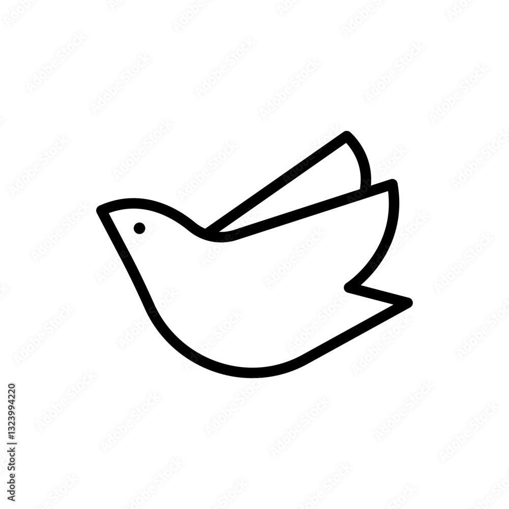 Poster minimal bird outline. black contour symbol. abstract dove form. vector flight icon.