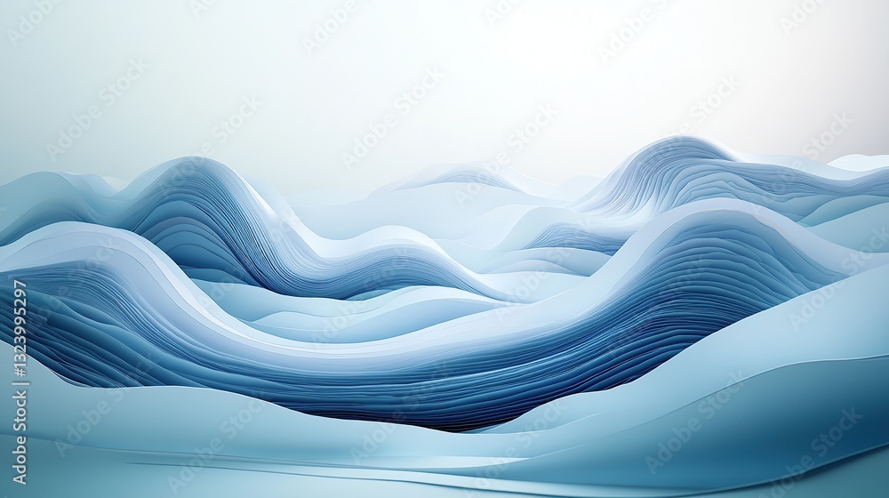 Poster a surreal landscape created with stacked and precisely cut layers of paper