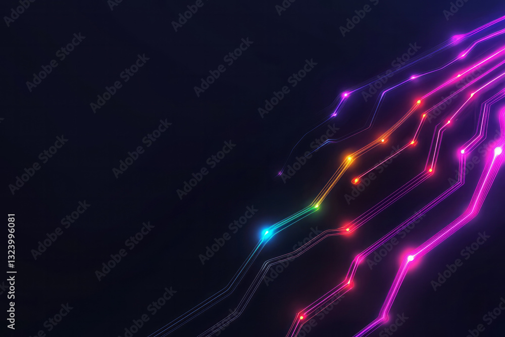 Poster a minimalist yet dynamic digital rendering of a neon-infused futuristic cyber interface, glowing
