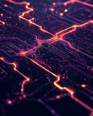Fototapeta premium A high-definition abstract illustration showcasing intricate, neon-lit futuristic interface