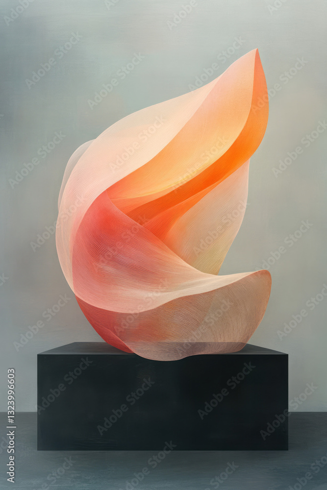 Poster a poetic digital scene highlighting an elegant emblem made entirely from gently layered recycled