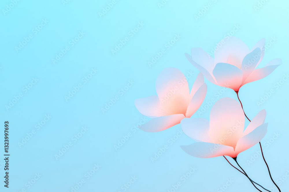 Aufkleber a visionary abstract digital rendering of softly illuminated magnolia blooms delicately suspended