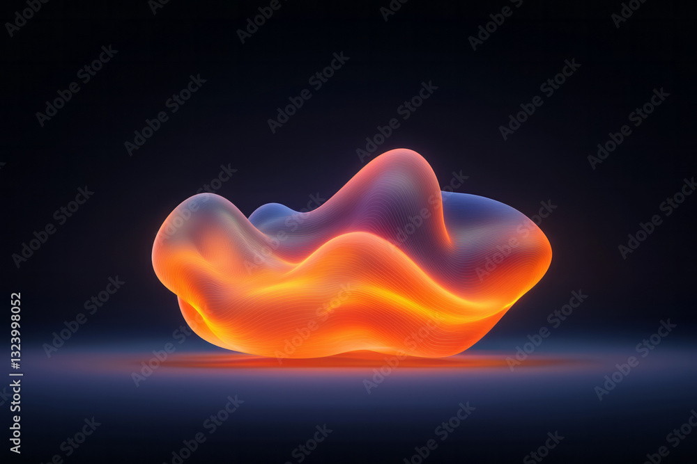 Poster A poetic abstract artwork featuring intricate, glowing neon code effortlessly flowing in dynamic