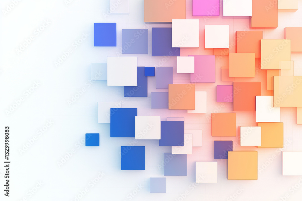 Poster surreal digital mosaic of interlocking circuits with soft gradient overlays and luminous