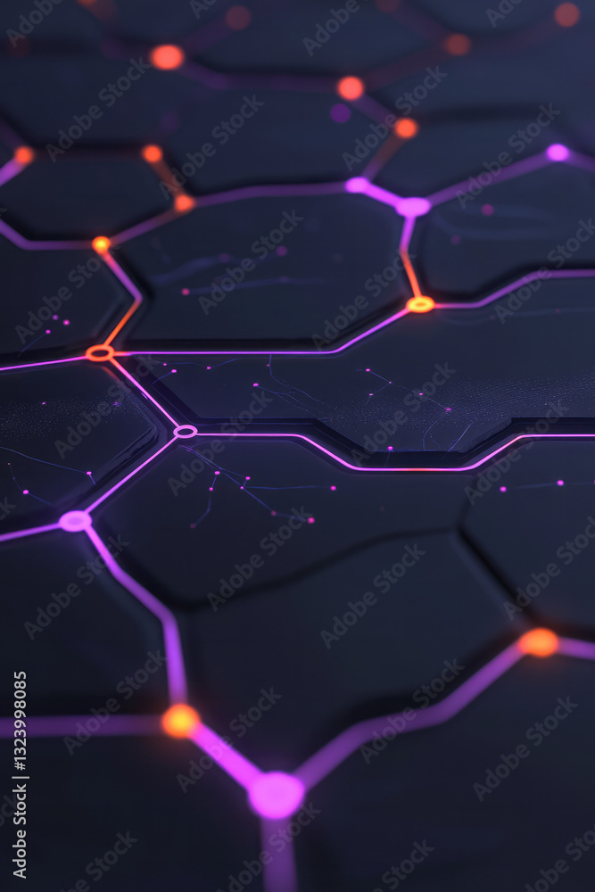Poster modern infographic-style illustration of interconnected circuit patterns, glowing with a subtle