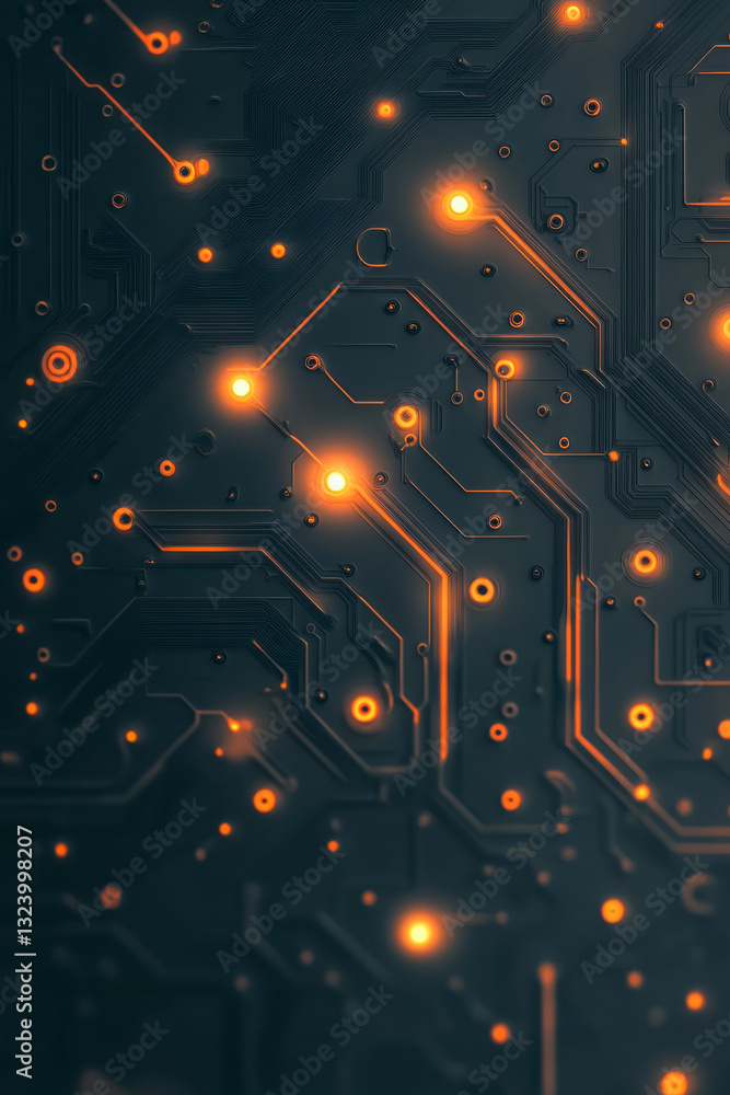 Leinwandbilder ethereal digital painting of abstract circuit boards with soft ambient lighting and luminescent