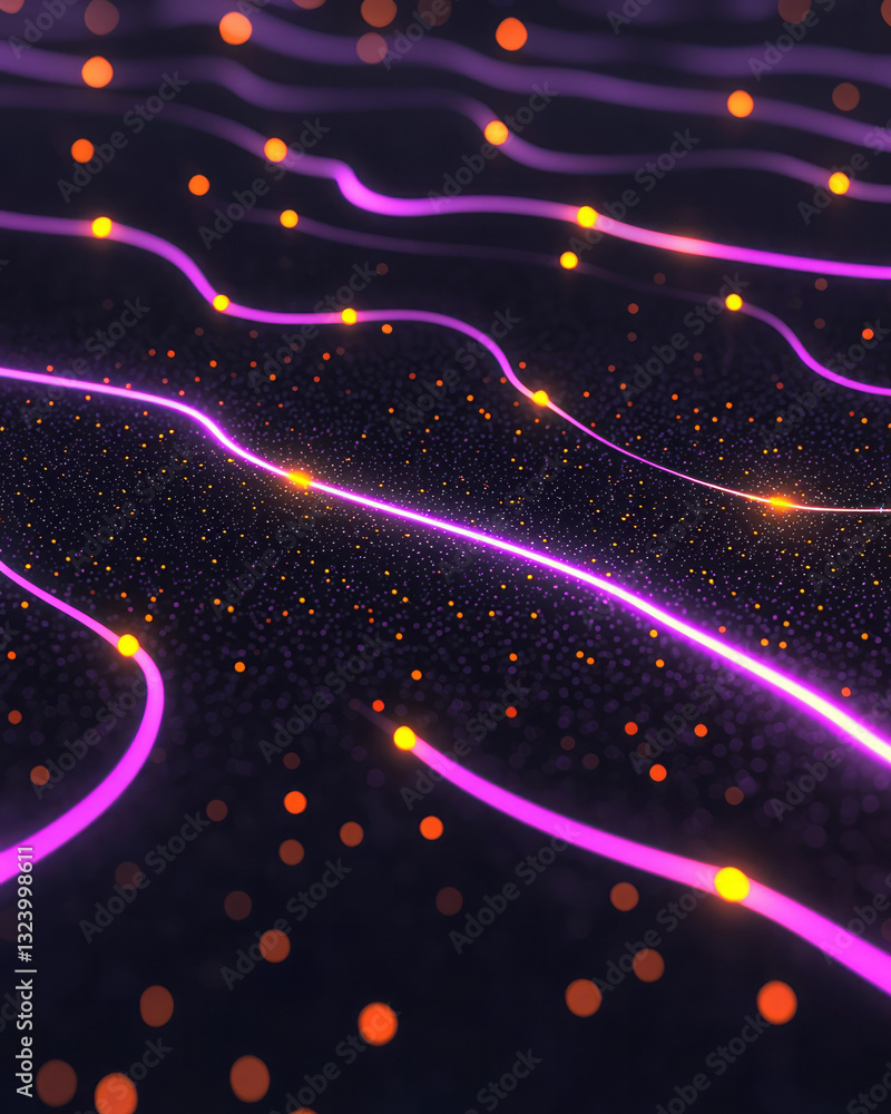 Aufkleber Poetic abstract illustration of cascading neon data streams interwoven with glowing circuitry,