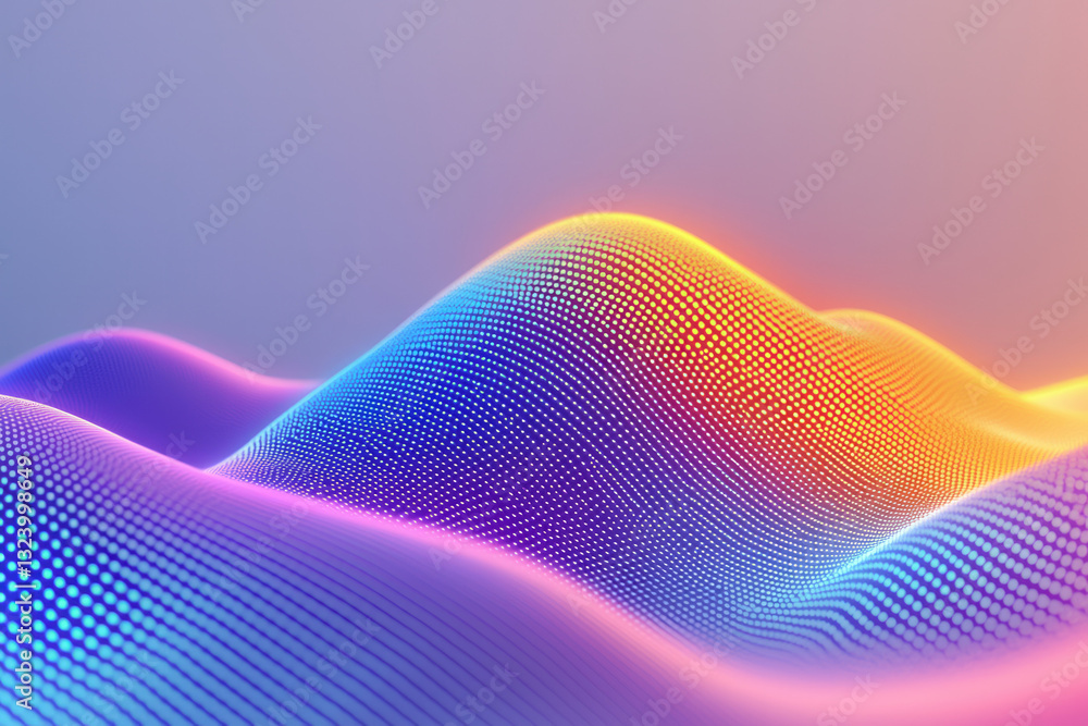 Fototapete minimalist design showcasing a bold, pulsating stream of neon data flowing horizontally, with crisp