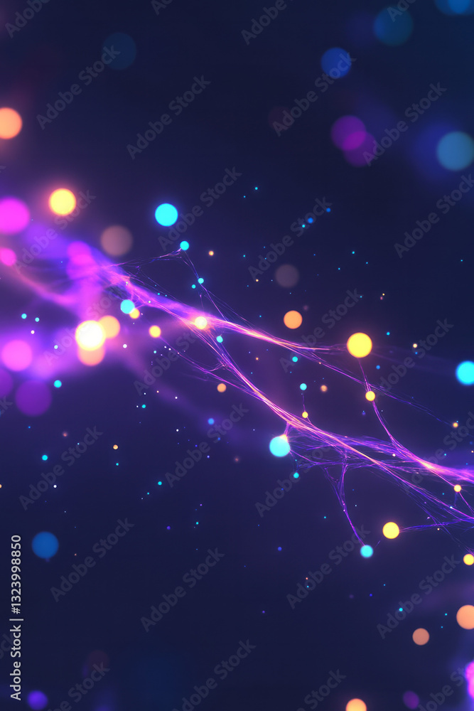 Aufkleber a contemporary abstract illustration capturing smooth neon lines and glowing nodes dynamically