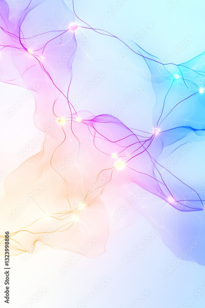 Fototapete A contemporary abstract illustration capturing smooth neon lines and glowing nodes dynamically