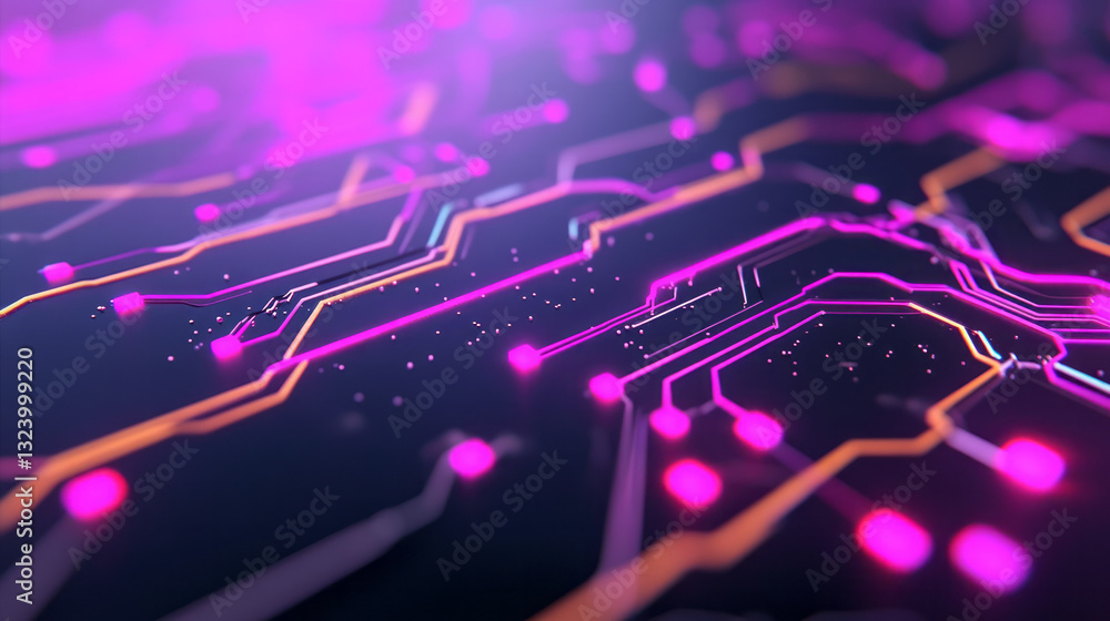 Poster Hyperreal close-up of a digital intelligence grid where every node pulses with radiant light,