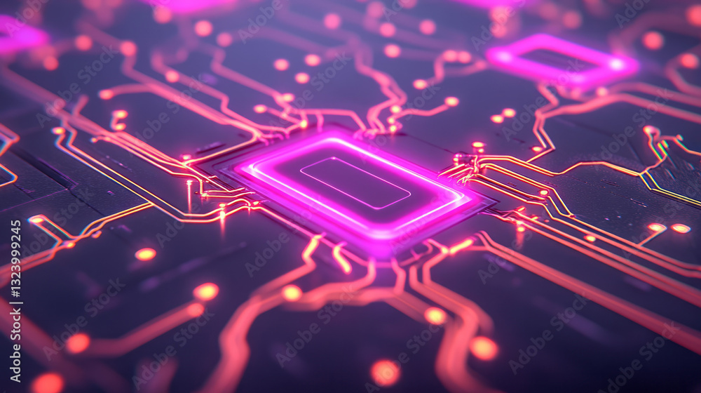 Aufkleber Hyperreal close-up of a digital intelligence grid where every node pulses with radiant light,