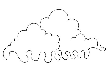 cloud one line art of isolated outline vector drawing illustration