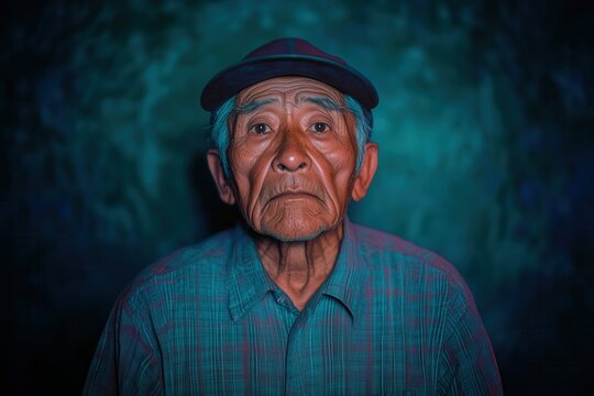 An elderly Latino man with a remorseful expression