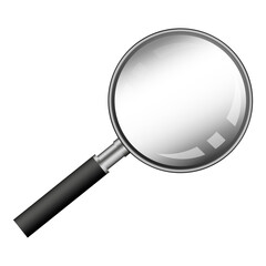 Realistic magnifying glass. Optical zoom tool. Search symbol vector. Investigation object illustration.