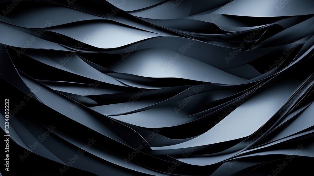 Poster abstract layered paper pieces forming a futuristic and elegant pattern