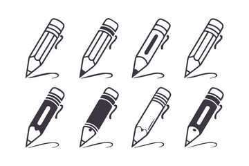 Pencil Icon Set Collection. Pencil Vector Clipart Illustration Isolated on a White Background