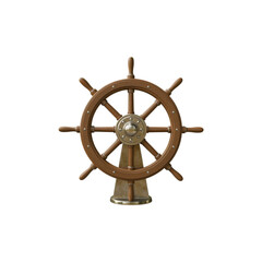 Obraz premium Yacht, ship steering wheel isolated on transparent background. Steering wheel png