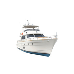 White yacht isolated on transparent background. Yacht png