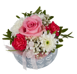 Bouquet of roses in a vase cut out isolated transparent background
