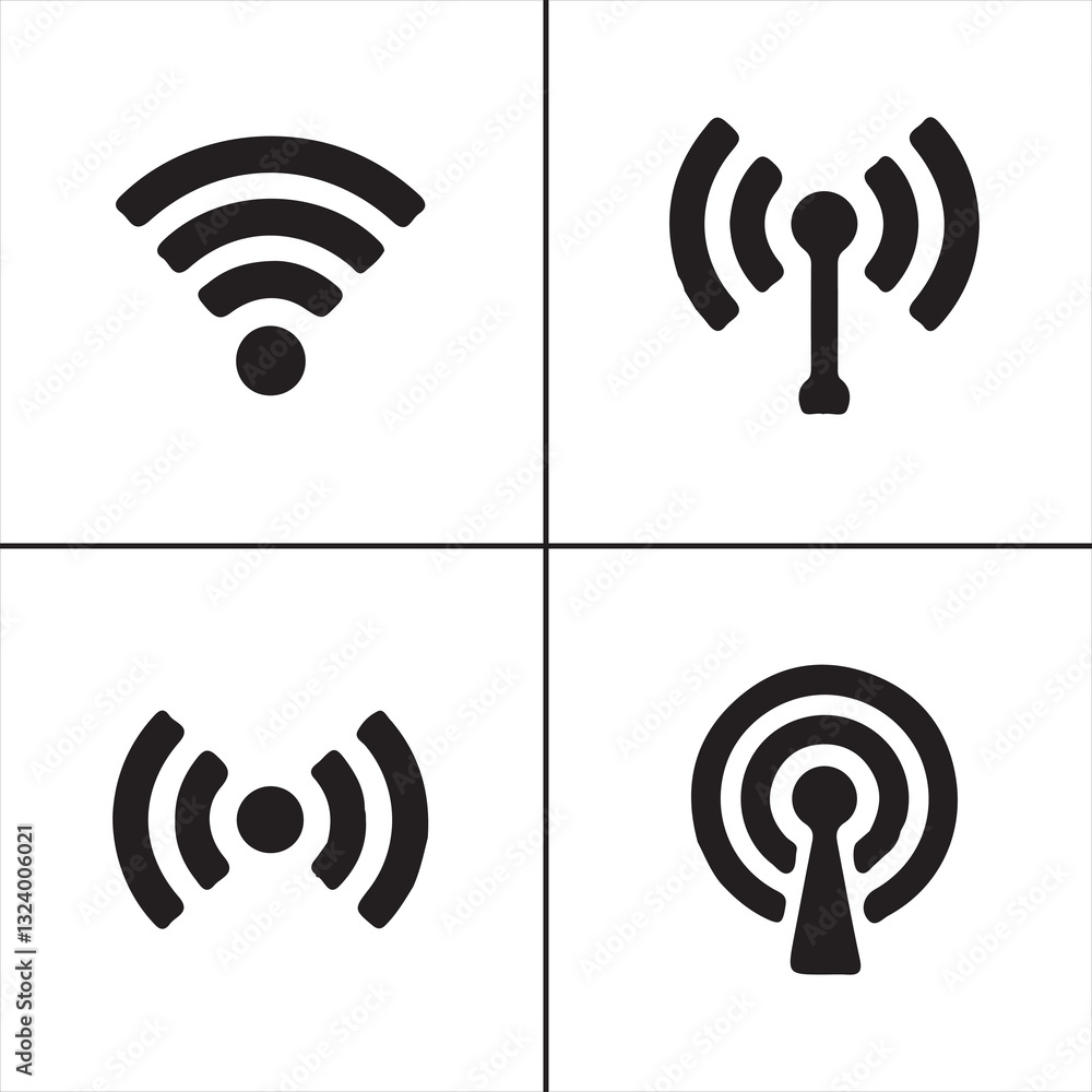 Poster wireless technology wi-fi web vector set