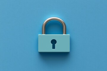 Naklejka premium Blue Padlock Security Icon for Minimalist Background.