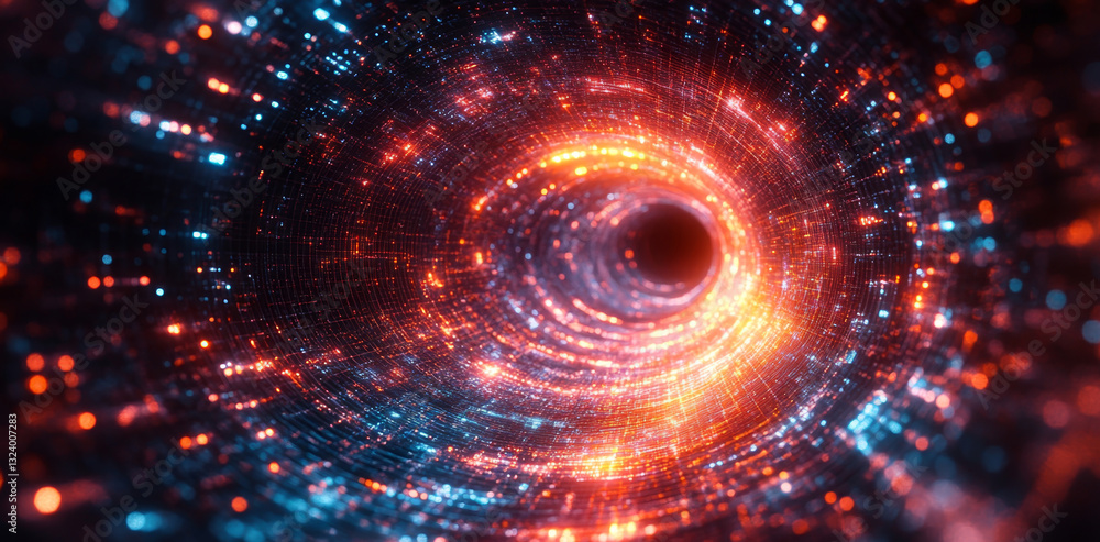 Poster This visual representation illustrates quantum mechanics concepts, highlighting superposition and entanglement.