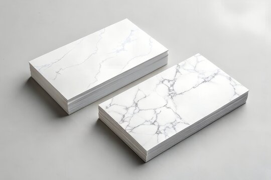 Elegant business card mockup with a marble effect on a neutral background. Realistic template for branding and corporate identity. High-resolution design with soft lighting.