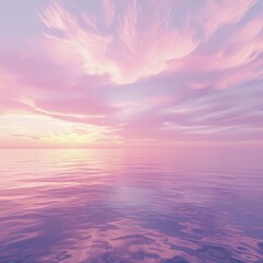 Fototapeta premium A serene seascape at sunset, featuring soft pink and purple hues reflecting on calm waters.