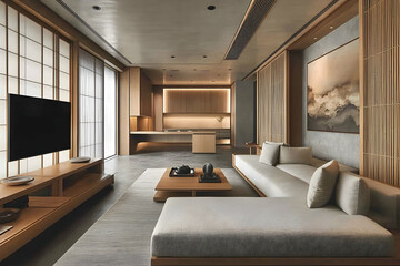Modern Japanese-inspired living room (2)