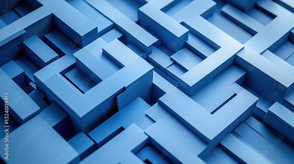 Poster an intricate pattern of overlapping squares and rectangles