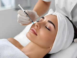Professional cosmetic treatment with facial injection for youthful and glowing skin care
