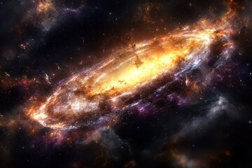 Naklejka premium Vibrant spiral galaxy with glowing stars and cosmic dust in deep space at night