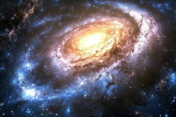 Obraz premium Stunning view of a spiral galaxy with bright center and cosmic details