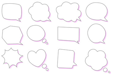 レトロでかわいいフキダシのセット（吹き出しアイコン集）