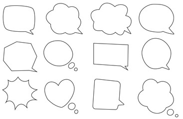 レトロでかわいいフキダシのセット（吹き出しアイコン集）