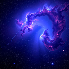 Fototapeta premium Ethereal Cosmic Cloud of Purple and Blue in Deep Space