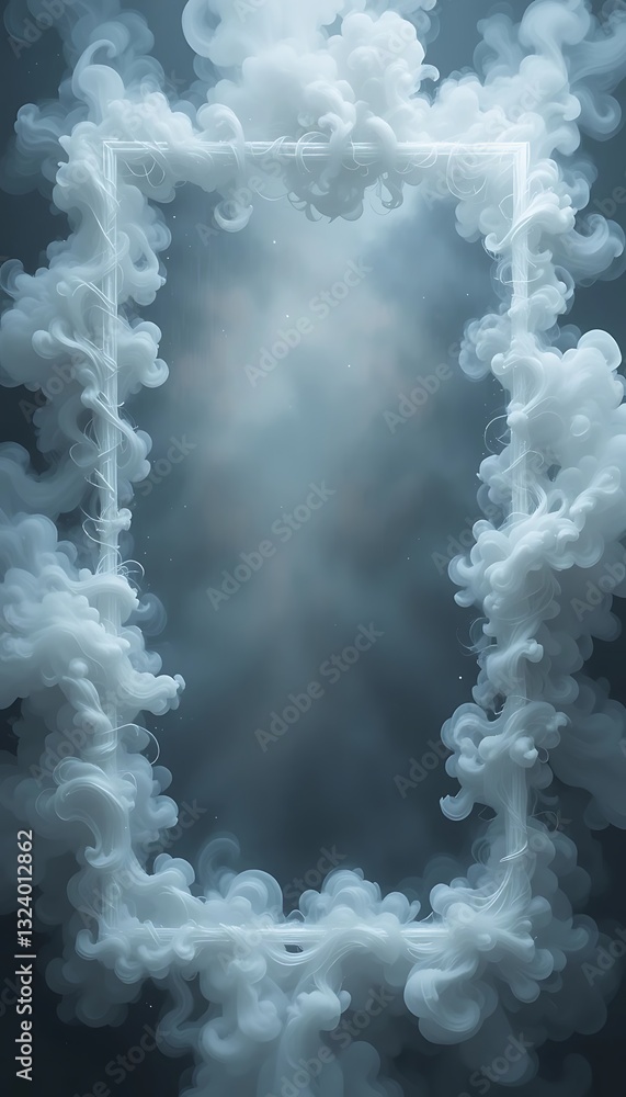 Poster smoke forming rectangle with light behind for conceptual background use