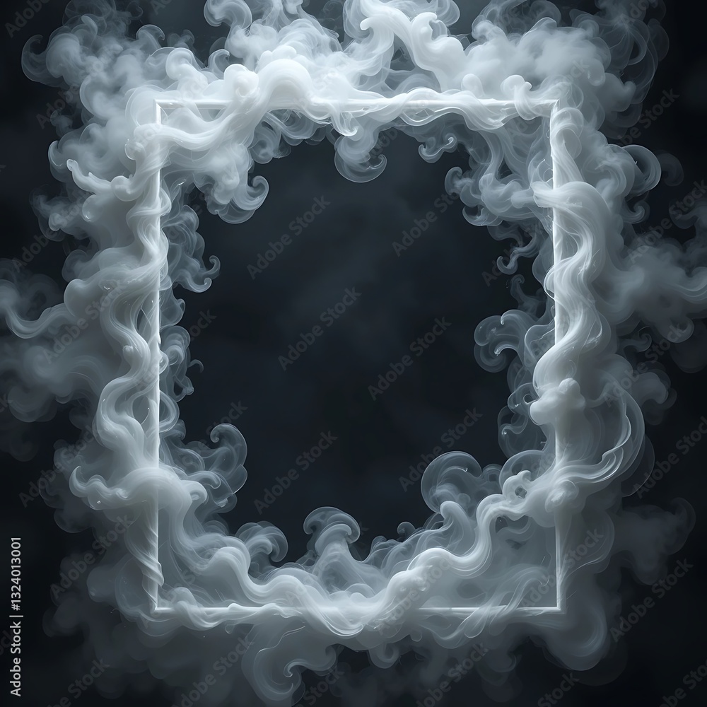 Poster mysterious smoke frame on dark background creates ethereal visual effect