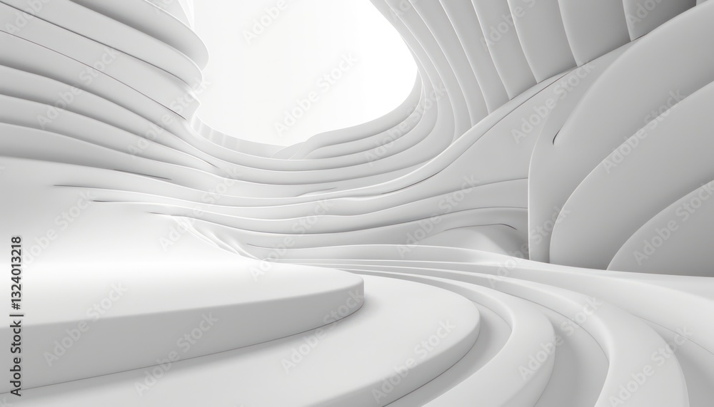 Poster abstract empty room curve wave wall striped line pattern structure minimal simple futuristic.
