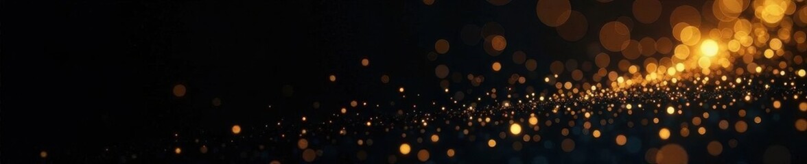 Obraz premium Elegant black backdrop with golden particle dispersion & shimmering lines , golden, sparkle