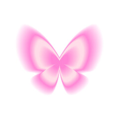 Brightly glowing neon butterfly. Pink butterfly in y2k style, nostalgia for 2000s. Vector isolated icon with blur effect