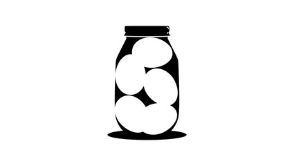 Pickled eggs in a glass jar, black isolated silhouette