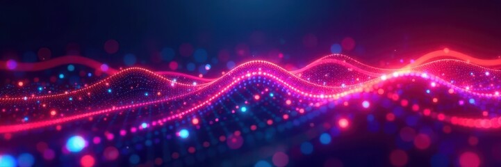 Obraz premium Glowing neon tech lines, vibrant abstract background, laser, iridescent