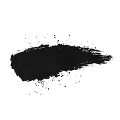 Fototapeta premium Black Brush Stroke with Splattered Textures on White Background