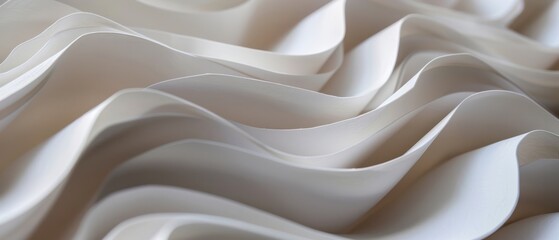 Obraz premium Soft and smooth close up paper surface crumpled abstract flow cream or white color ripple minimal vibrant.