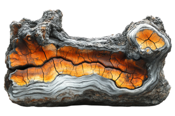 A beautifully textured piece of wood showcasing a natural gradient of colors and intricate patterns, isolated on a white background.