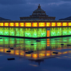 Temple or Government Building with LED lighting system