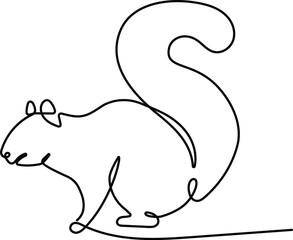 Squirrel continuous one line drawing. Editable stroke on a white isolated background. Vector illustration
