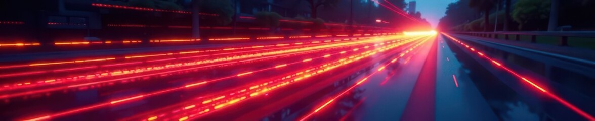 Fototapeta premium Swirling light streaks simulating dynamic car taillights , background, warning, brake